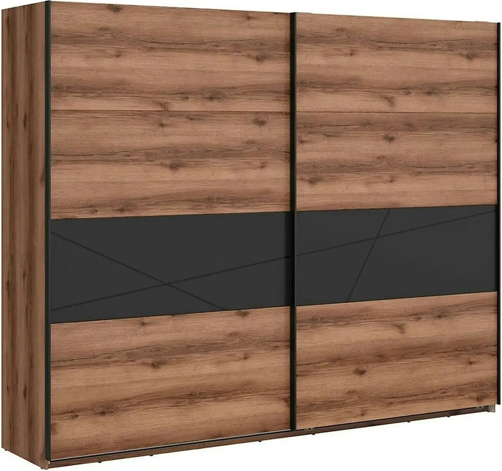 Dressing FORN, nuc/negru mat, PAL melaminat, cu 2 usi, 270x58x219 cm