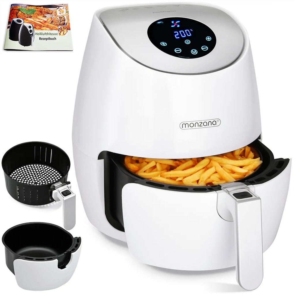 Deuba Cuptor cu aer cald FRYER 1 alb - 9 in 1 cu ecran tactil 1485 W 3,6 l