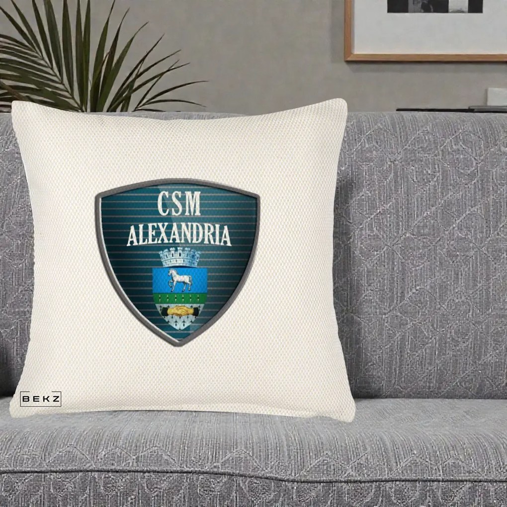 Perna Personalizata CSM Alexandria Fotbal, 40x40 cm, Crem Reliefat, Husa Detasabila, Perna Inclusa, BEKZ®