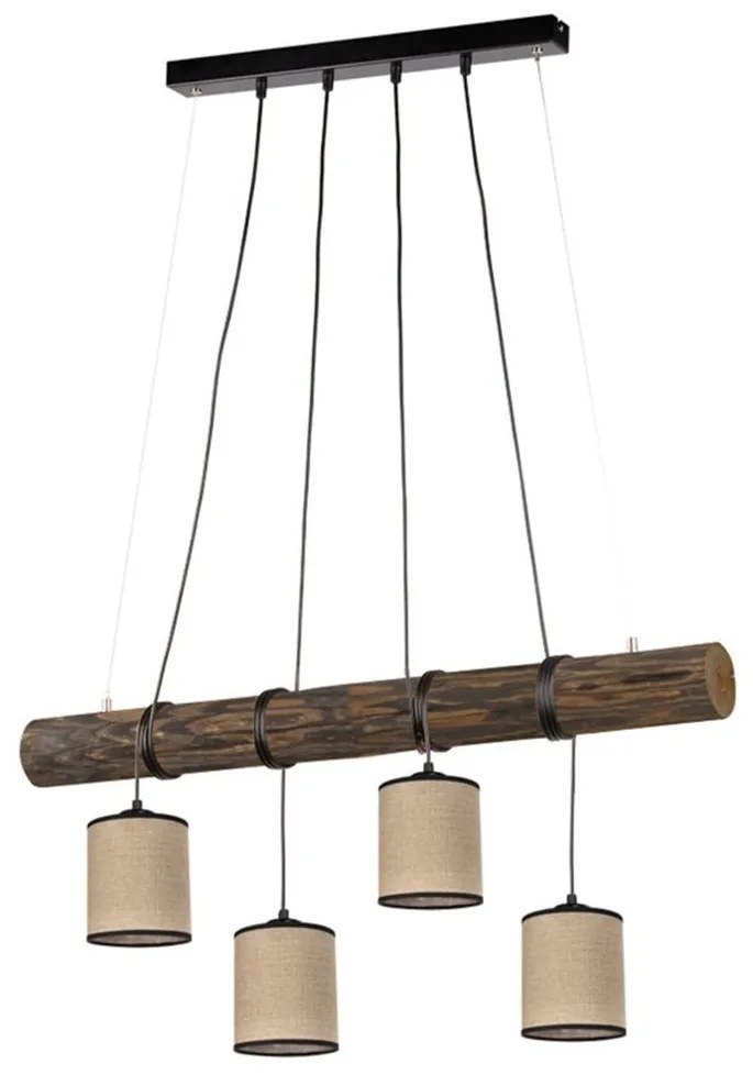 Spot-Light 68859456 - Candelabru suspendat pe cablu NEGRO, 4xE27/25W/230V, lemn de pin