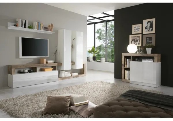 Comodă LENOR alb/maro