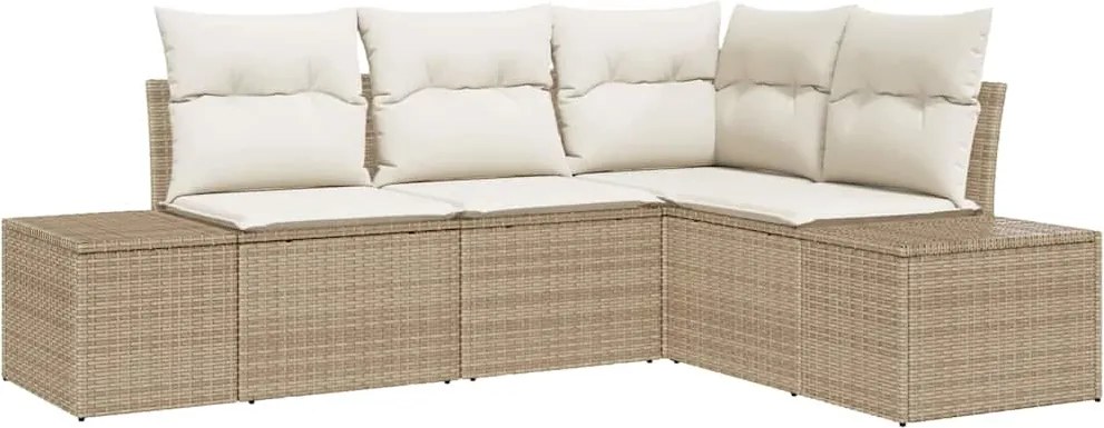 vidaXL Set de canapele pentru grădină 4 pcs Bej și crem poliratan