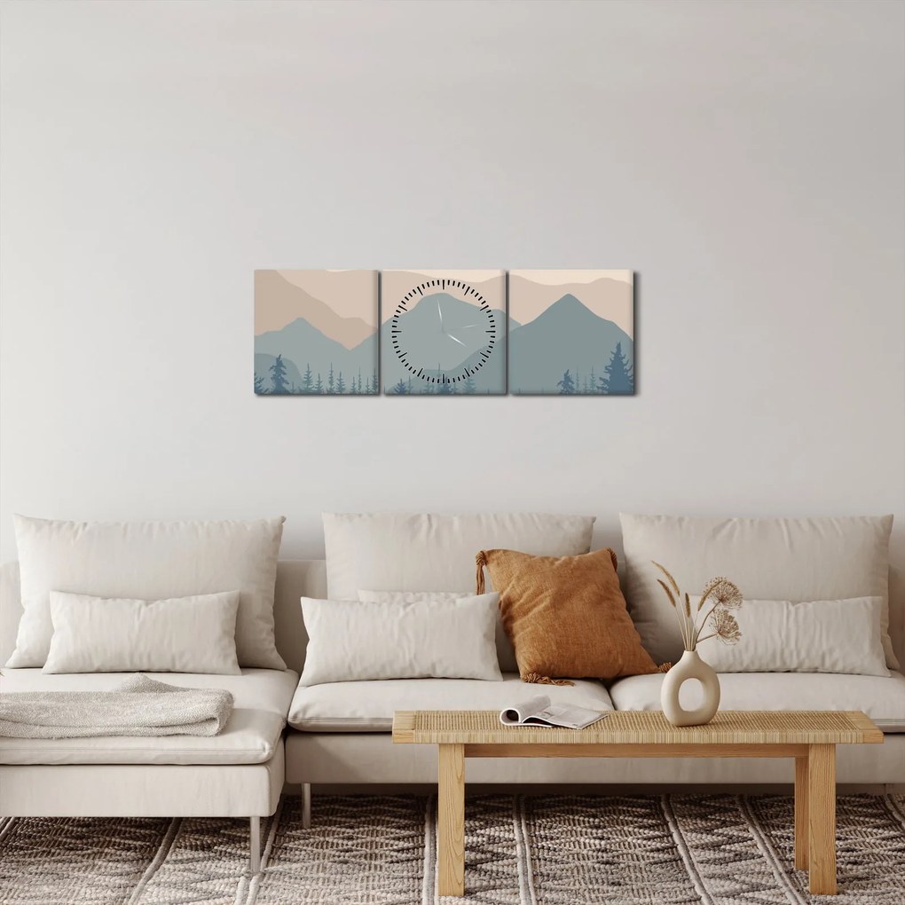 Tablou - Munții Turcoaz N⁰1 (cu ceas) (90x30 cm)