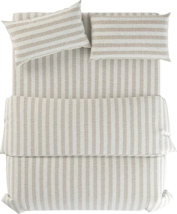 Lenjerie de pat gri deschis/crem din in pentru pat dublu 200x200 cm Natural Stripes – Native Natural