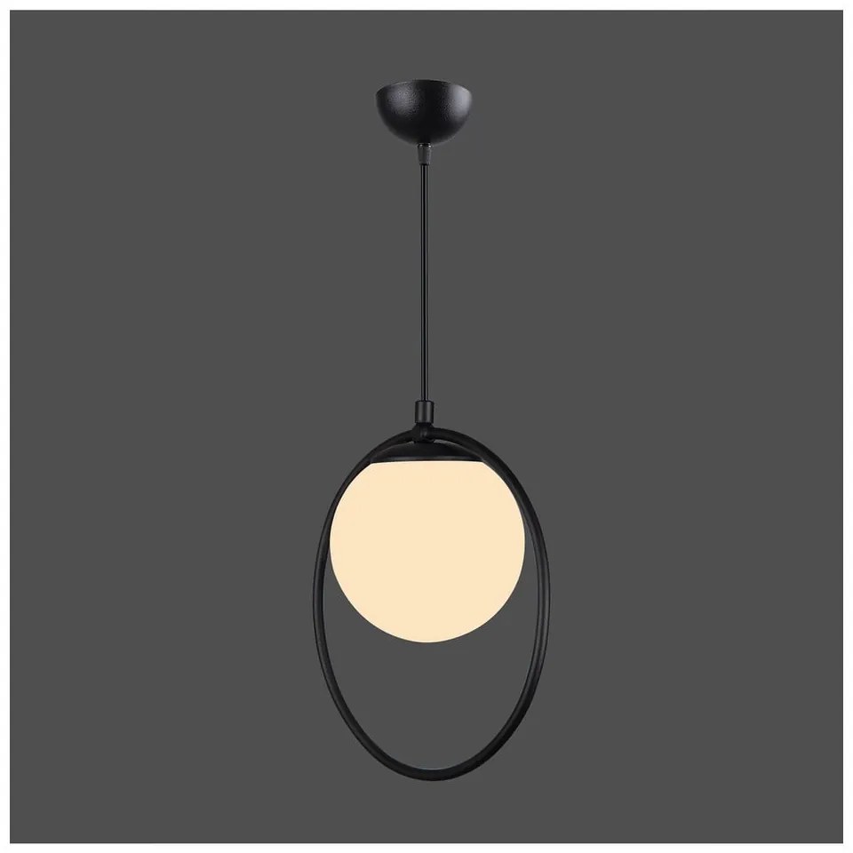 Lustră neagră din metal cu abajur din sticlă ø 15 cm Ates – Squid Lighting