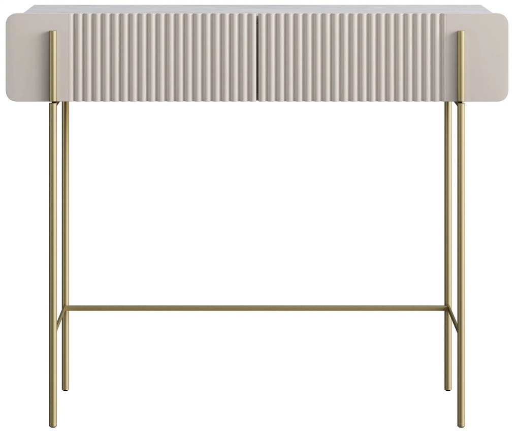 Masă de machiaj cu sertare Malmi 100 cm - cașmir / crema bianca / picioare aurii