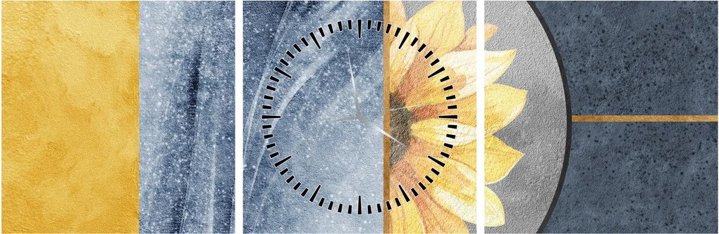 Tablou - Forme și flori (cu ceas) (90x30 cm)
