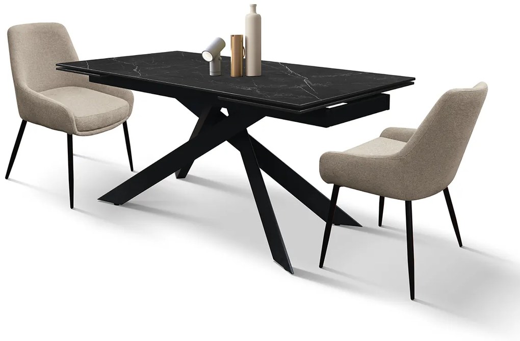 Masa ceramica extensibila Calacatta 160 cm/ 90 cm/ h76 cm