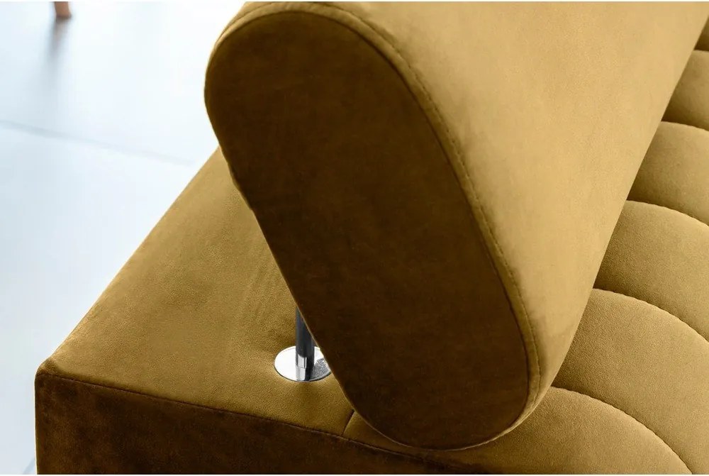 Canapea galben-muștar extensibilă cu tapițerie din catifea 261 cm Laurence – ELTAP