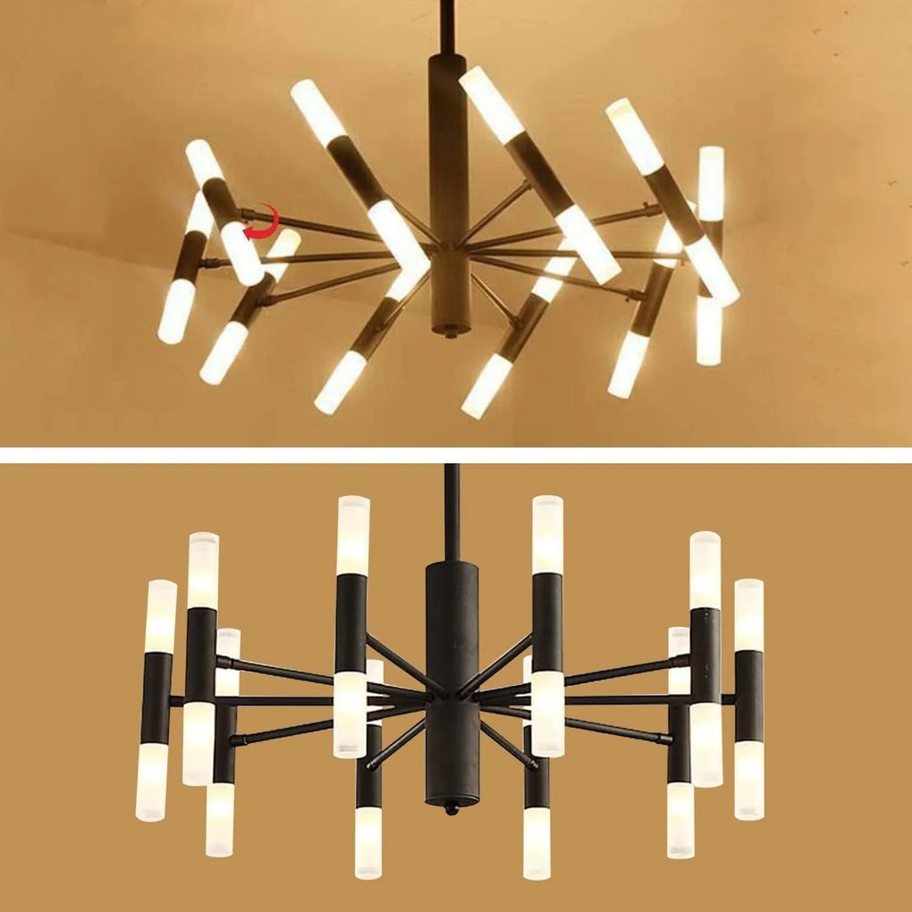 Candelabru Artistic Sputnik, Model DM3870/20 Negru – Design Geometric cu 20 de Becuri pentru Iluminare Unică și Elegantă