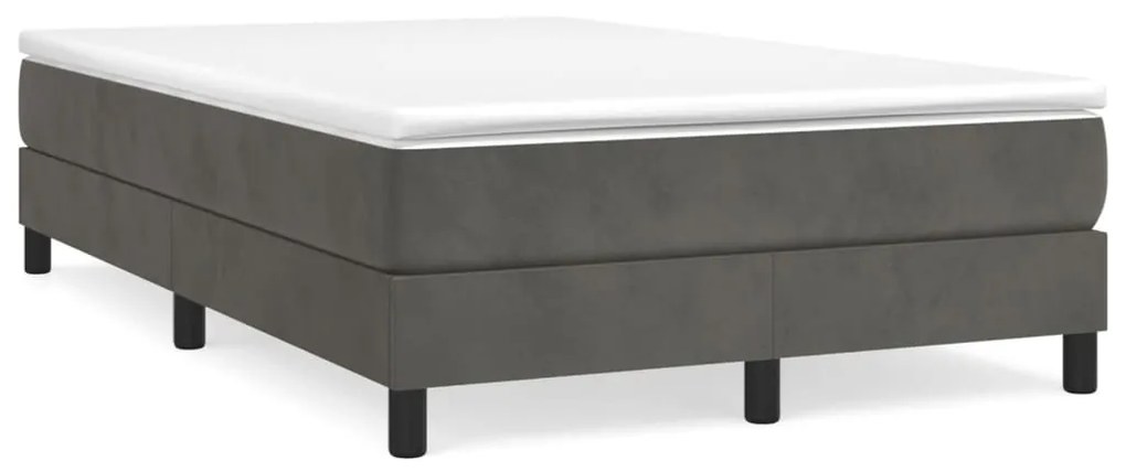 vidaXL Pat box spring cu saltea, gri închis, 120x190 cm, catifea