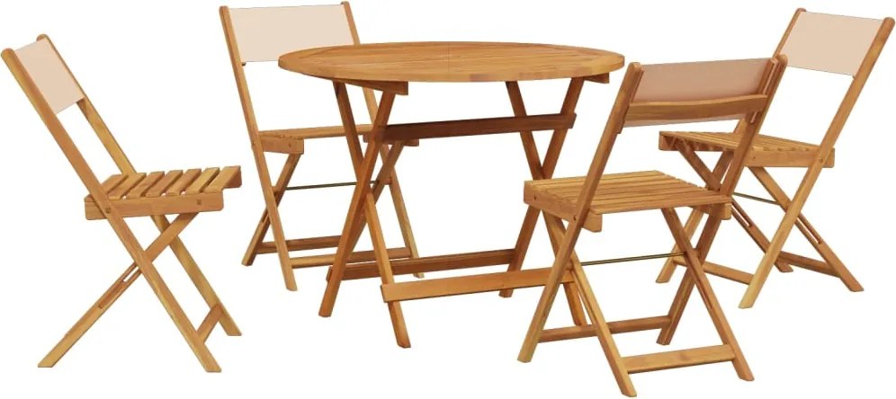 vidaXL Set mobilier de grădină 5 piese textil bej/lemn masiv