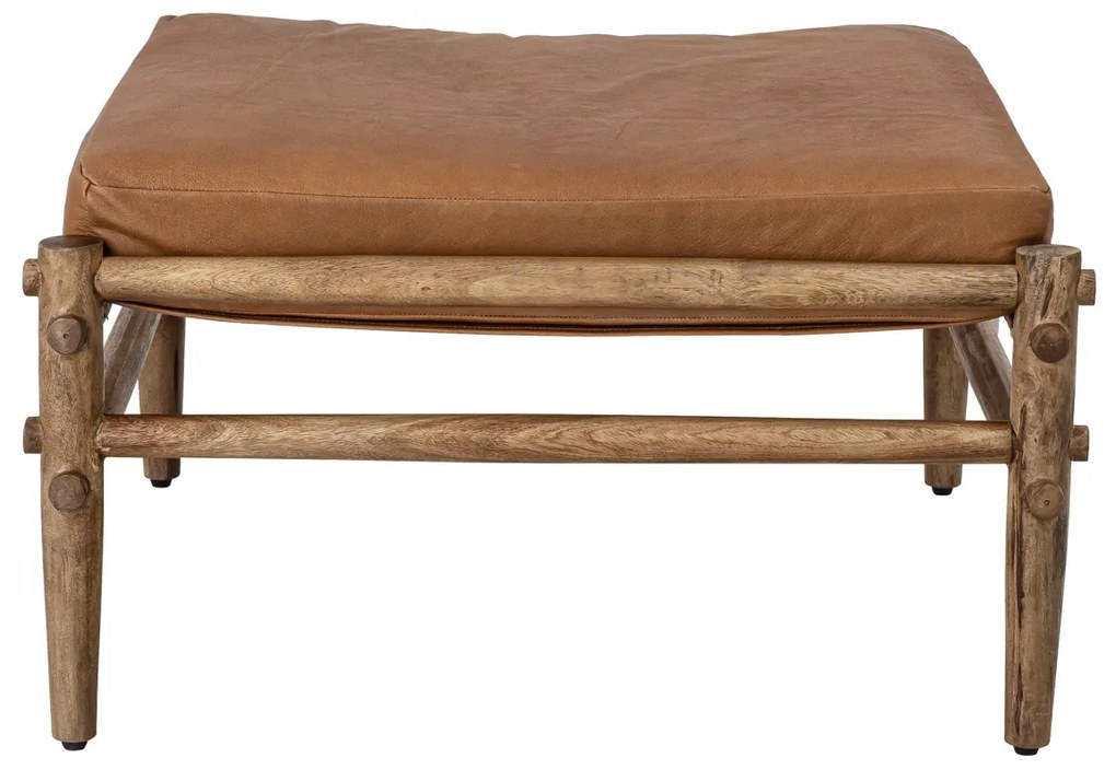 Taburet din piele de bivol și lemn de mango, natur, L84 cm, Aysia