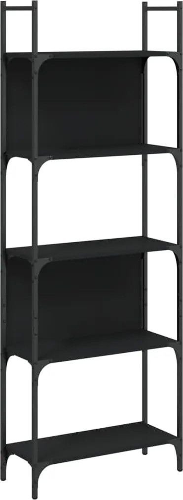 vidaXL Bibliotecă 5 niveluri, negru, 60,5x24x166,5 cm, lemn prelucrat