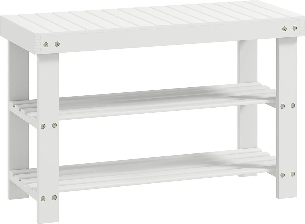 HOMCOM Pantofar tip Băncuță pentru Hol cu 3 Niveluri, 70x28x45 cm, Lemn natural | Aosom Romania
