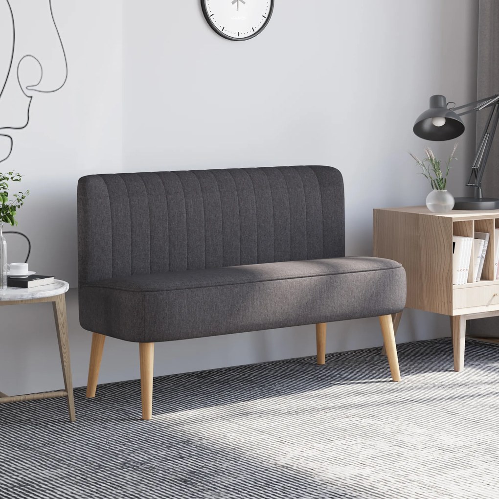 HOMCOM Canapea 2 Locuri din Material Textil fără Brațe cu Cusături, Canapea Compactă Modernă cu Picioare din Lemn de Cauciuc pentru Living, 117x56.5x77 cm, Gri Închis | Aosom Romania