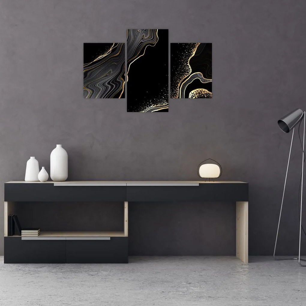 Tablou - Marmură negru - auriu (90x60 cm)