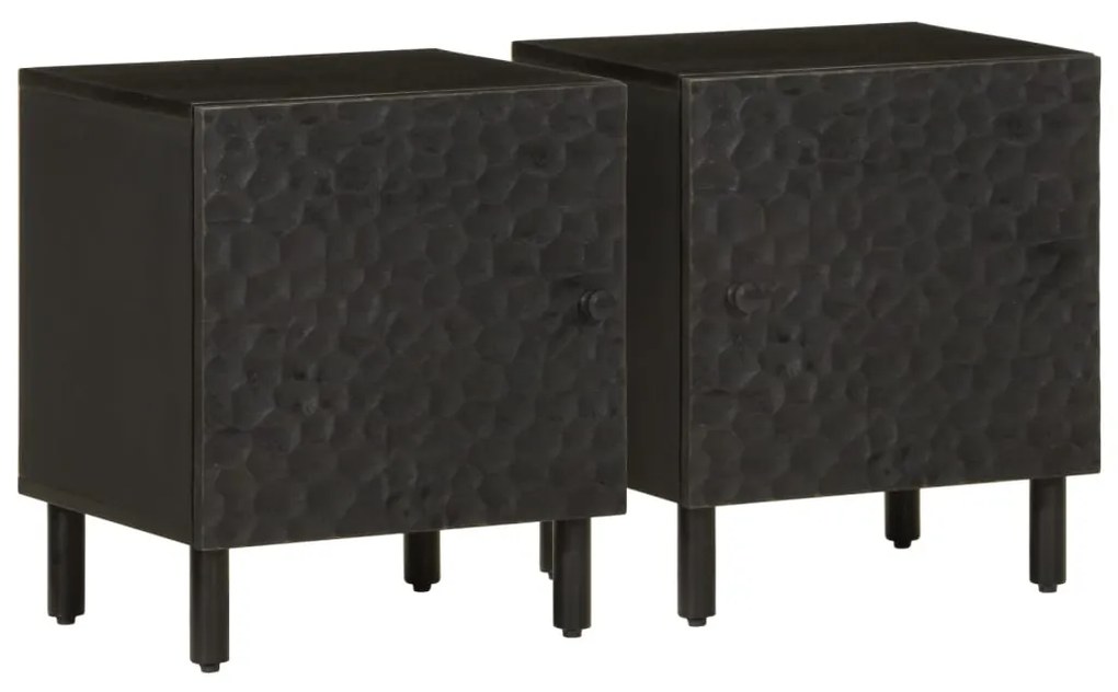 vidaXL Noptiere, 2 buc., negru, 40x33x46 cm, lemn masiv de mango