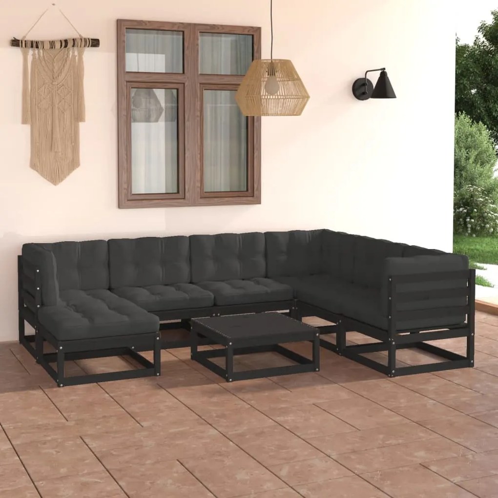 vidaXL Set mobilier de grădină cu perne, 8 piese, lemn masiv pin