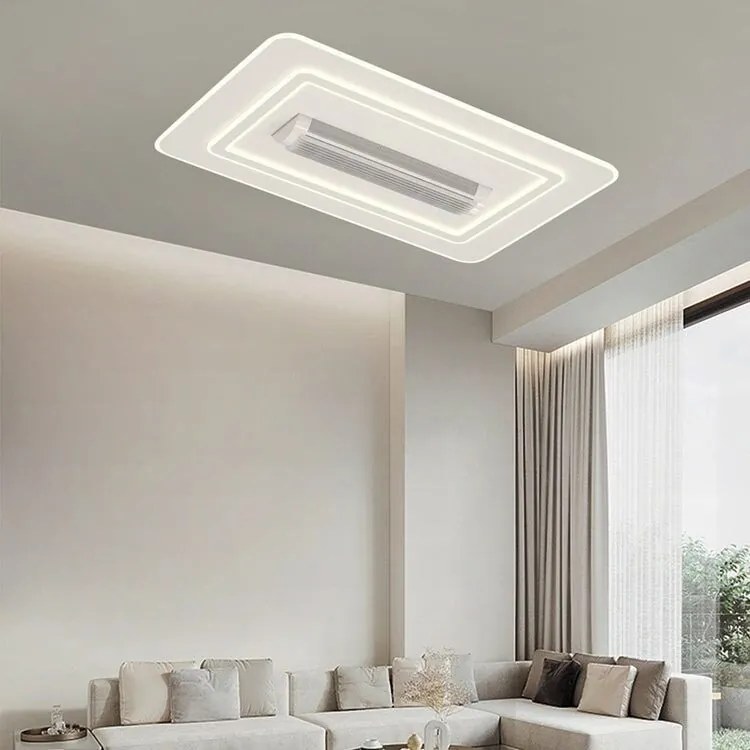 Lustră LED cu Ventilator Dreptunghiulara, Alb