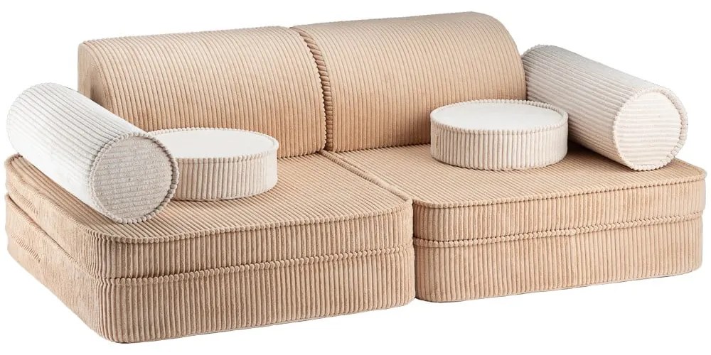 Canapea pentru copii maro deschis cu tapițerie din catifea reiată 132 cm Settee – Wigiwama