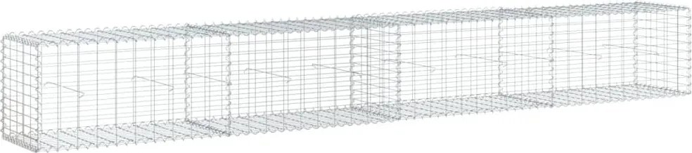 vidaXL Coș gabion cu capac, argintiu, 400x50x50 cm, fier galvanizat