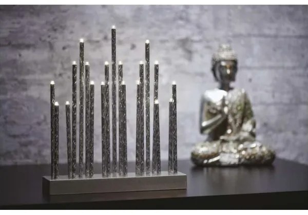 Sfeșnic LED de Crăciun 19xLED/3xAA gri