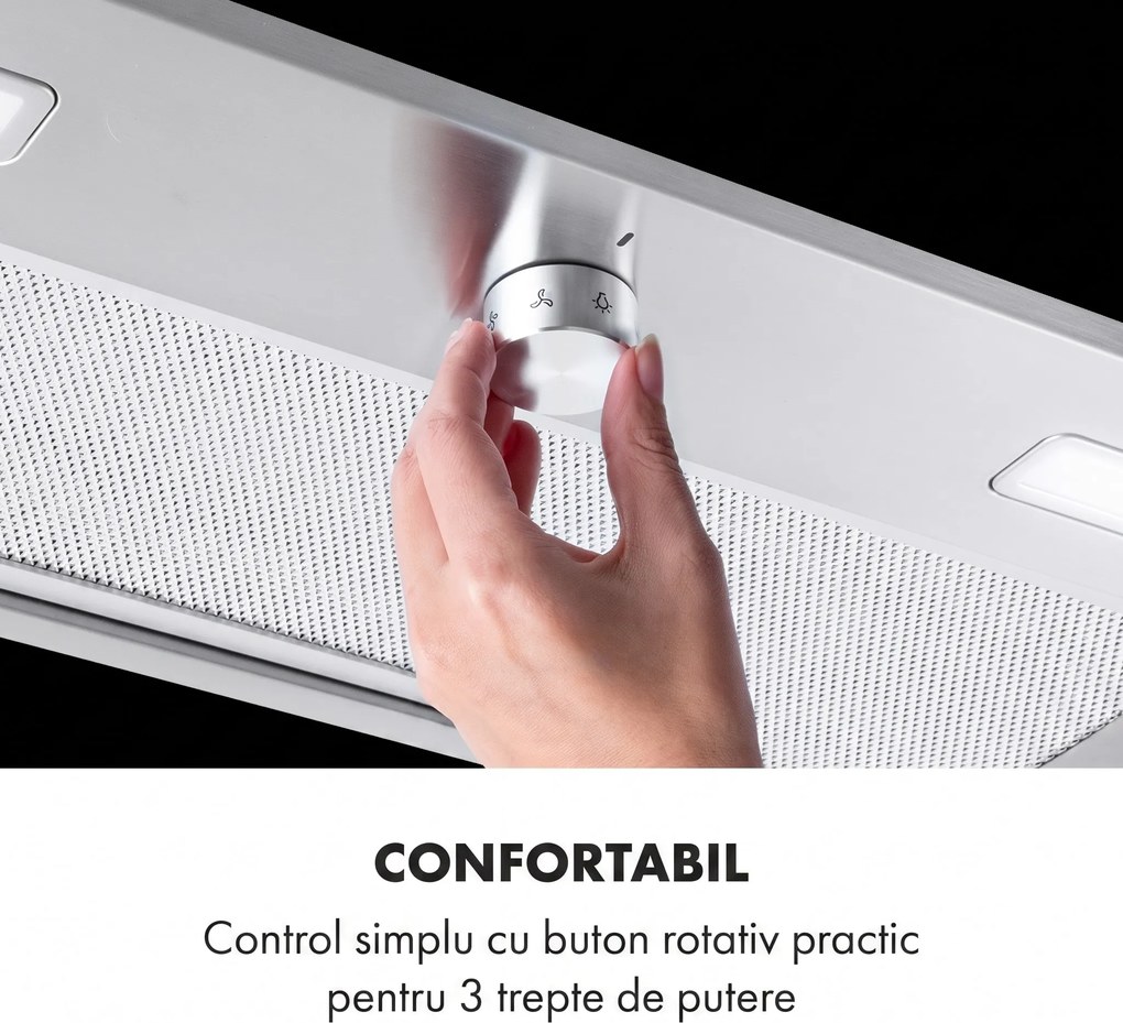 Klarstein Simplica, hotă, încorporat, 70 cm, extracție aerului: 440 m³ / h, LED, oțel inoxidabil