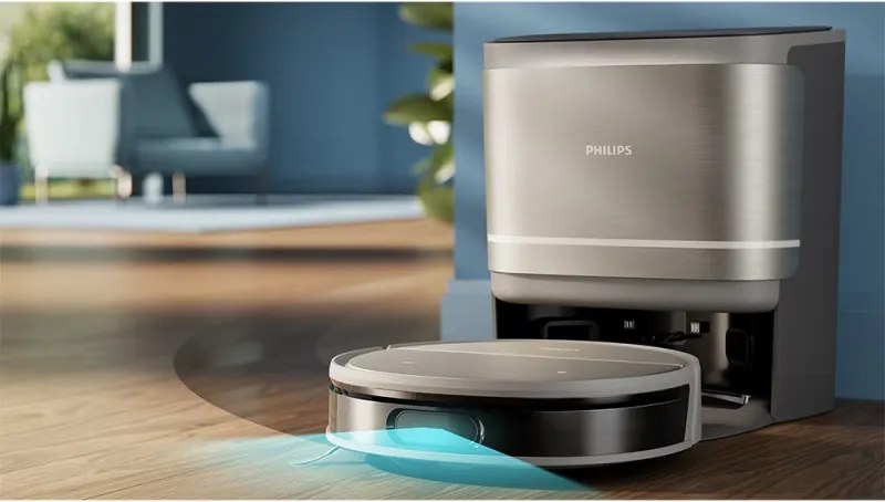 Aspirator robot Philips 9000 Series XU9100/10, 6500 mAh, 8000 Pa, WiFi, LiDAR, PowerCyclone, EPA 11, Dry/Mokro Cleaner, Bronze/Golden.