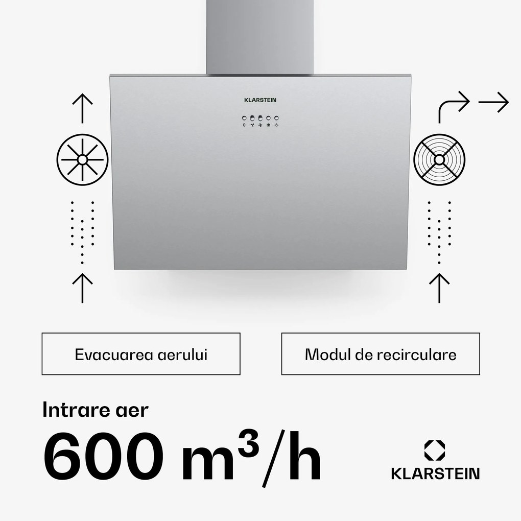 Silver Lining 60, hotă de aburi, 60 cm, 600m³/h, EEK, A, oțel inoxidabil