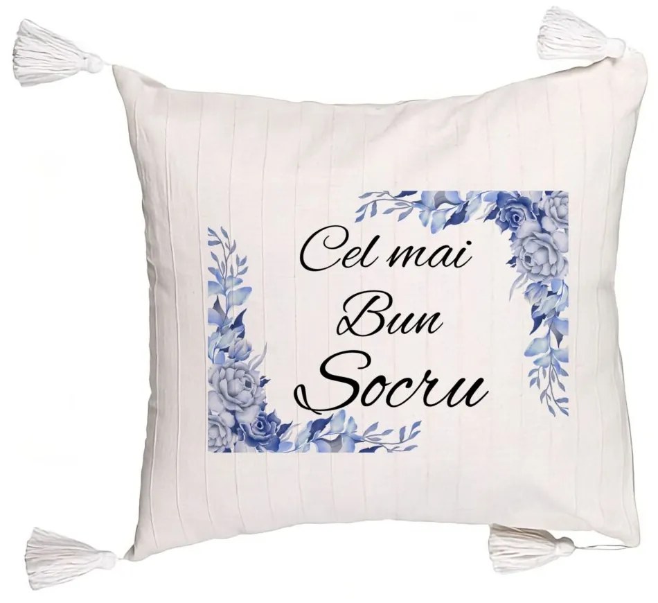 Perna Decorativa cu Franjuri pentru Socrul 2, 45x45 cm, Cu fermoar