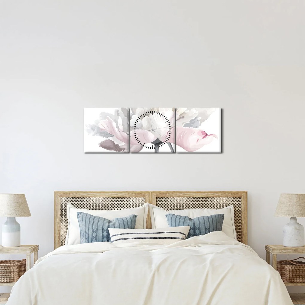 Tablou - Floare de trandafir (cu ceas) (90x30 cm)