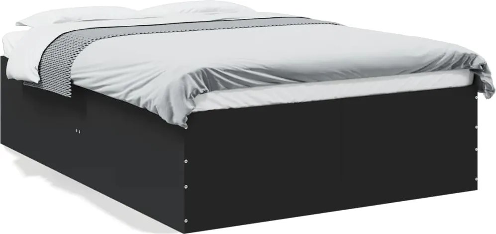 vidaXL Cadru de pat, negru, 140x190 cm, lemn prelucrat