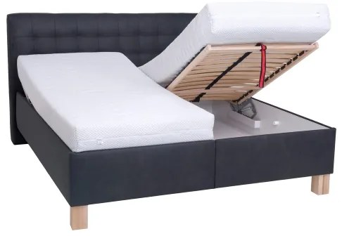 Pat tapițat VIOLET 180 x 200 cm, antracit, cu spațiu de depozitare, fără saltea