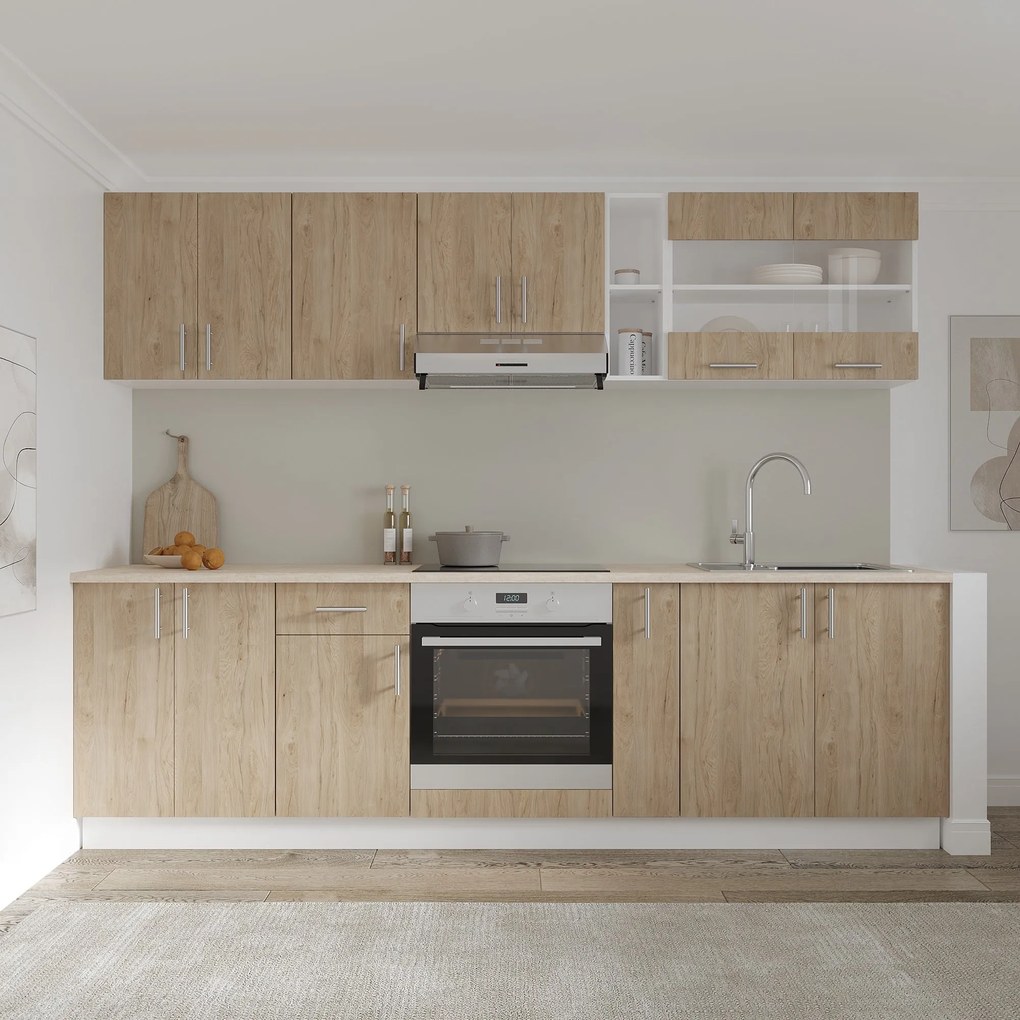 Set haaus V19, Lemn Natural/Alb, Blat Thermo 28 mm, L 260 cm