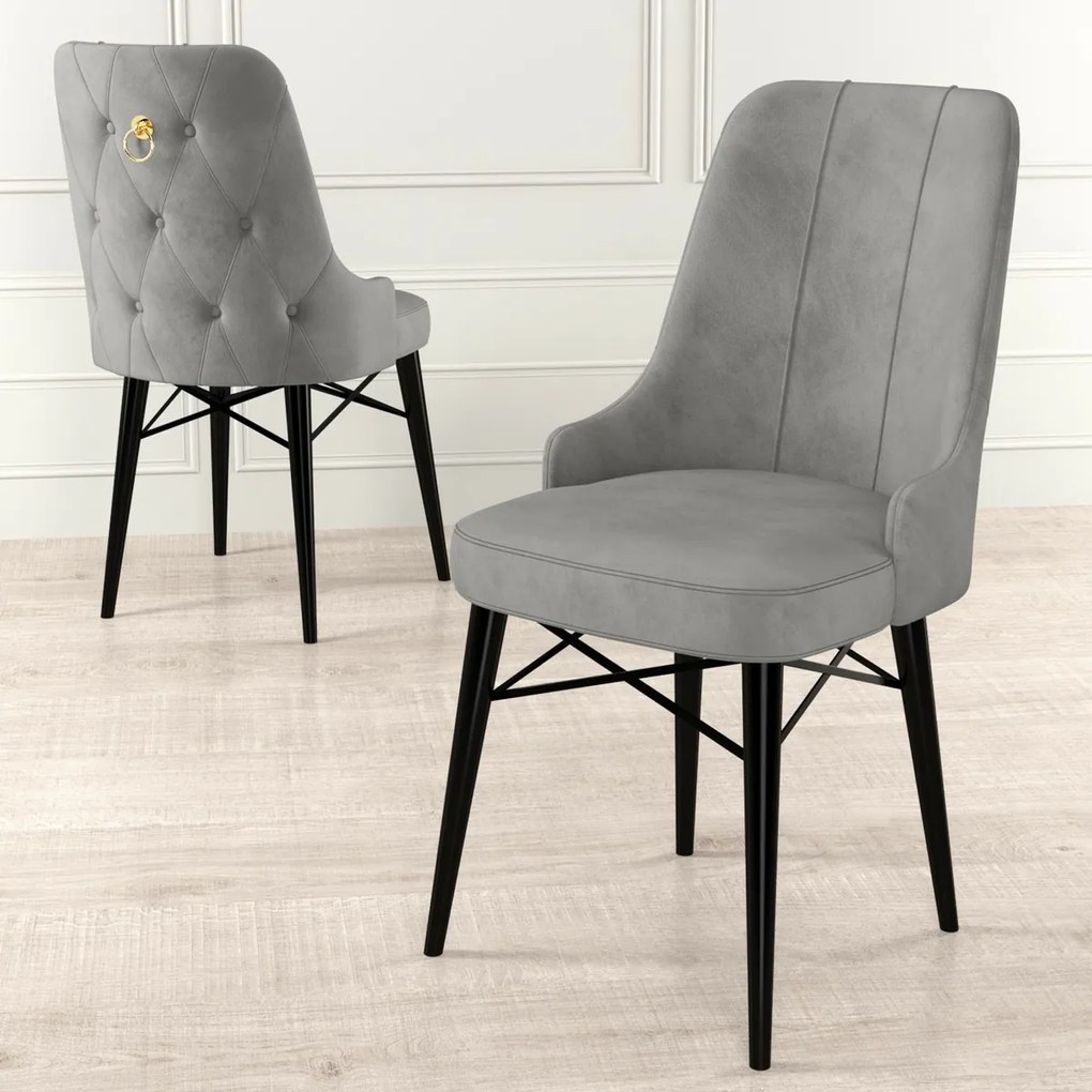 Set de scaune de sufragerie Pare Grey and Black, 6buc.