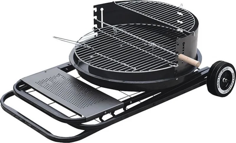 Gratar pe carbuni Master Grill & Party MG925, 54,5 cm, Carcasa emailata, Reglabil, Pliabil, Roti, Negru
