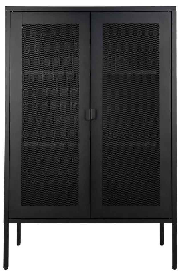 Dulap Melbourne, metal negru, 2 uși cu plasă, 80x40x120 cm