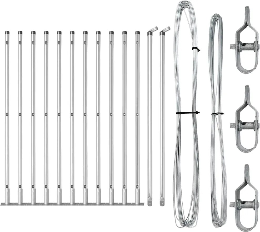 vidaXL Stâlp de gard. 13 pcs Argintiu Oțel