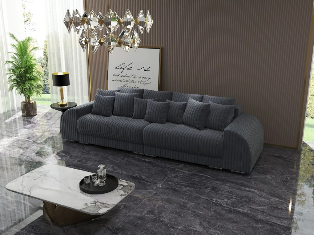 Canapea extensibilă dumonde cu 2 lăzi de depozitare si sezut confortabil din spuma high-density, Verona Ambience Grey 310x100 cm