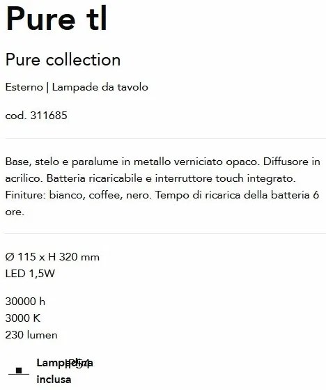 Veioza/Lampa de masa LED stil minimalist Pure tl alb