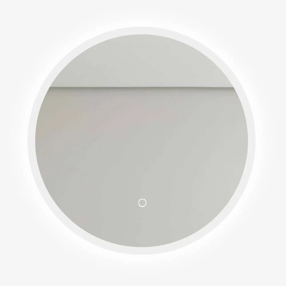 Oglindă LED Rotundă (Diametru 50 cm), 3 Moduri Iluminare (Lumină Rece, Naturală, Caldă), Intensitate Reglabilă, Ramă Luminosă, Control Tactil (Touch)