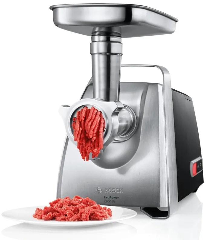 Mașină de tocat carne Bosch MFW68660, 2200W, atașament pentru roșii și cârnați, invers, 4,3 kg/min, Inox