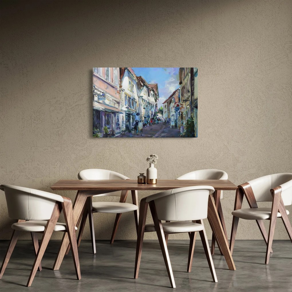 Tablou - Strada orașului vechi, pictură acrilică (90x60 cm)