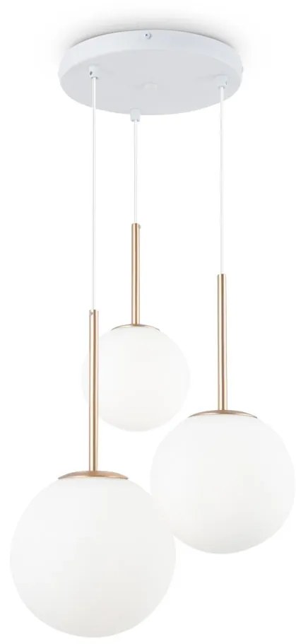 Lustra cu 3 pendule design modern Basic form auriu/ alb