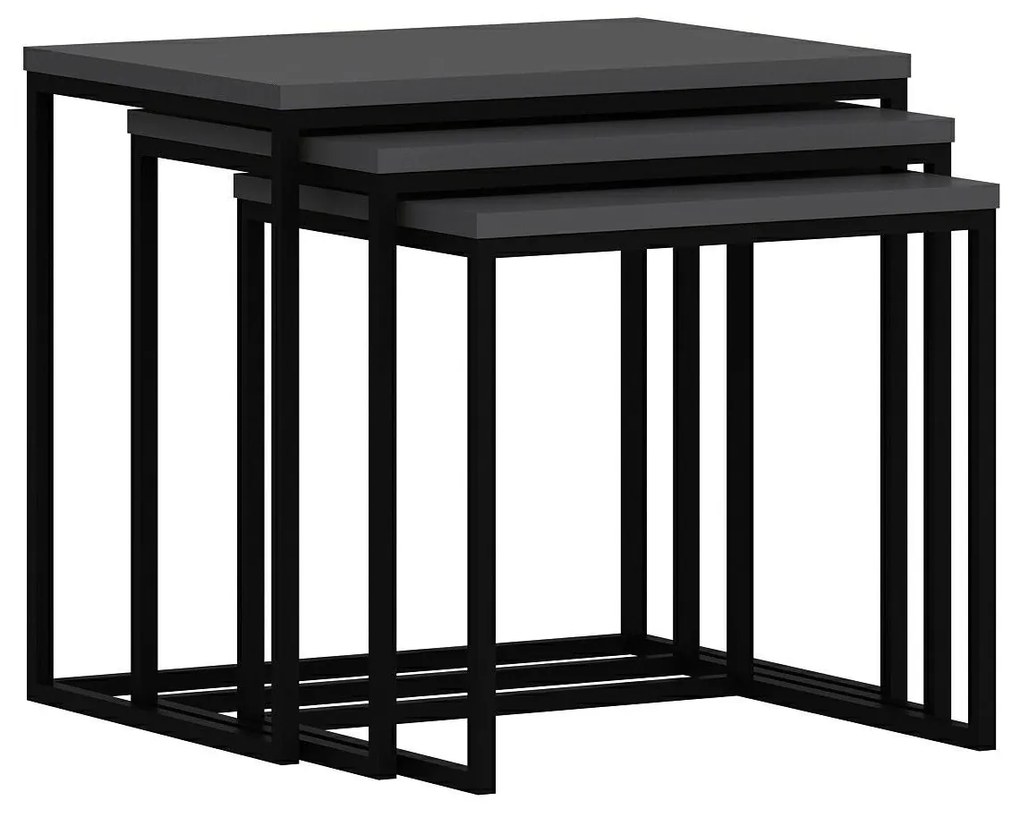 Masuta de cafea set (3 bucăți) Evia - Anthracite