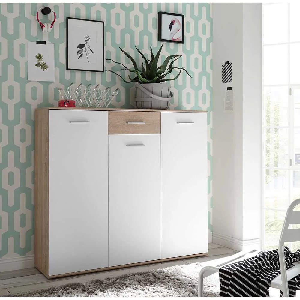 PANTOFAR MANUEL 3,136X36X118 CM,3 USI,1 SERTAR,CULOARE SONOMA/ALB,PAL