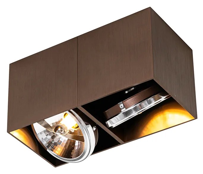 Spot de design bronz închis dreptunghiular cu 2 lumini, rabatabil și rotativ - Box