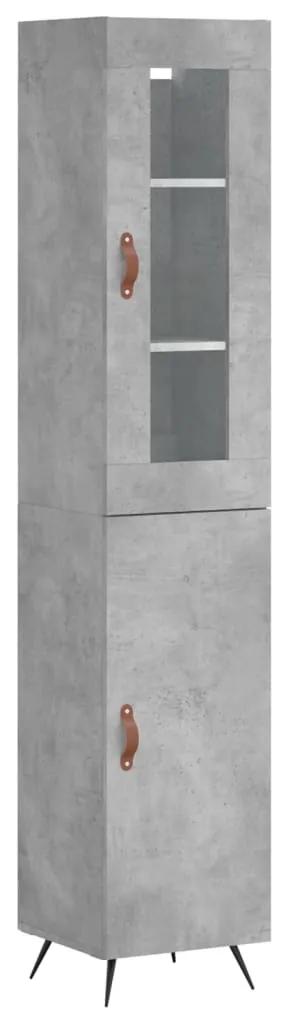 3199149 vidaXL Dulap înalt, gri beton, 34,5x34x180 cm, lemn prelucrat