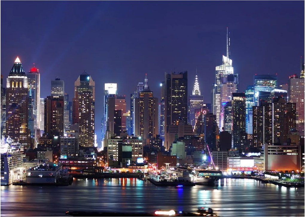 Tablou - Zgârie-nori din New York iluminate (70x50 cm)